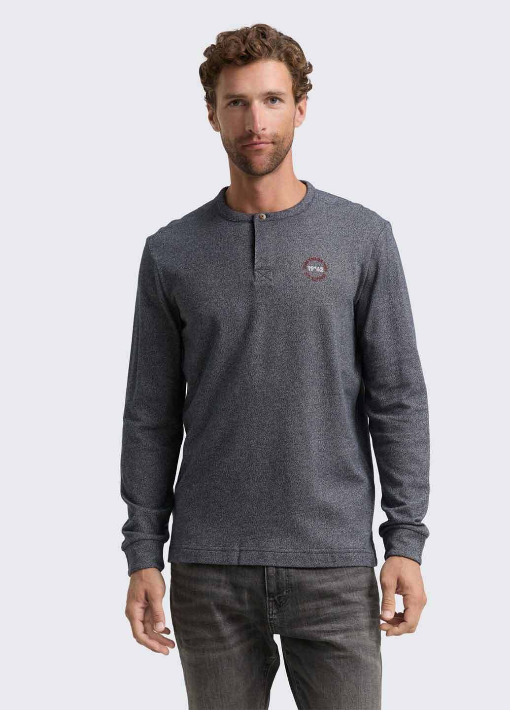 Лонгслів Tom Tailor логотип синій кежуали бавовна