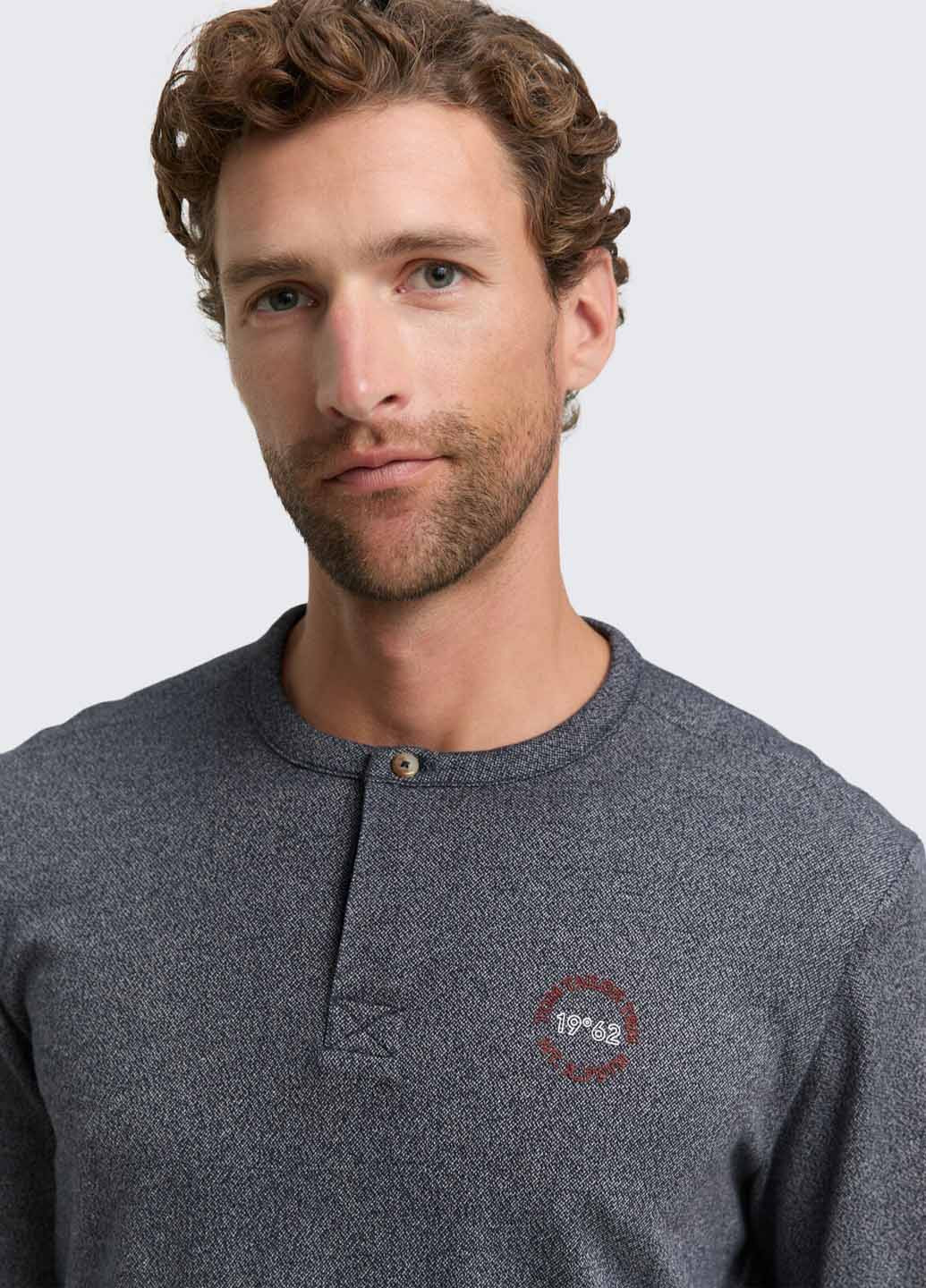 Лонгслів Tom Tailor логотип синій кежуали бавовна