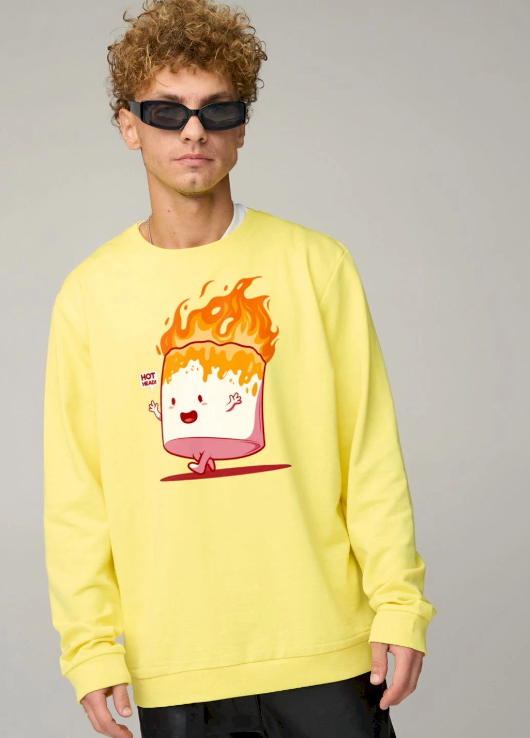 Жовтий свитшот мужской oversize /no flis/ YAPPI малюнок (254557579)