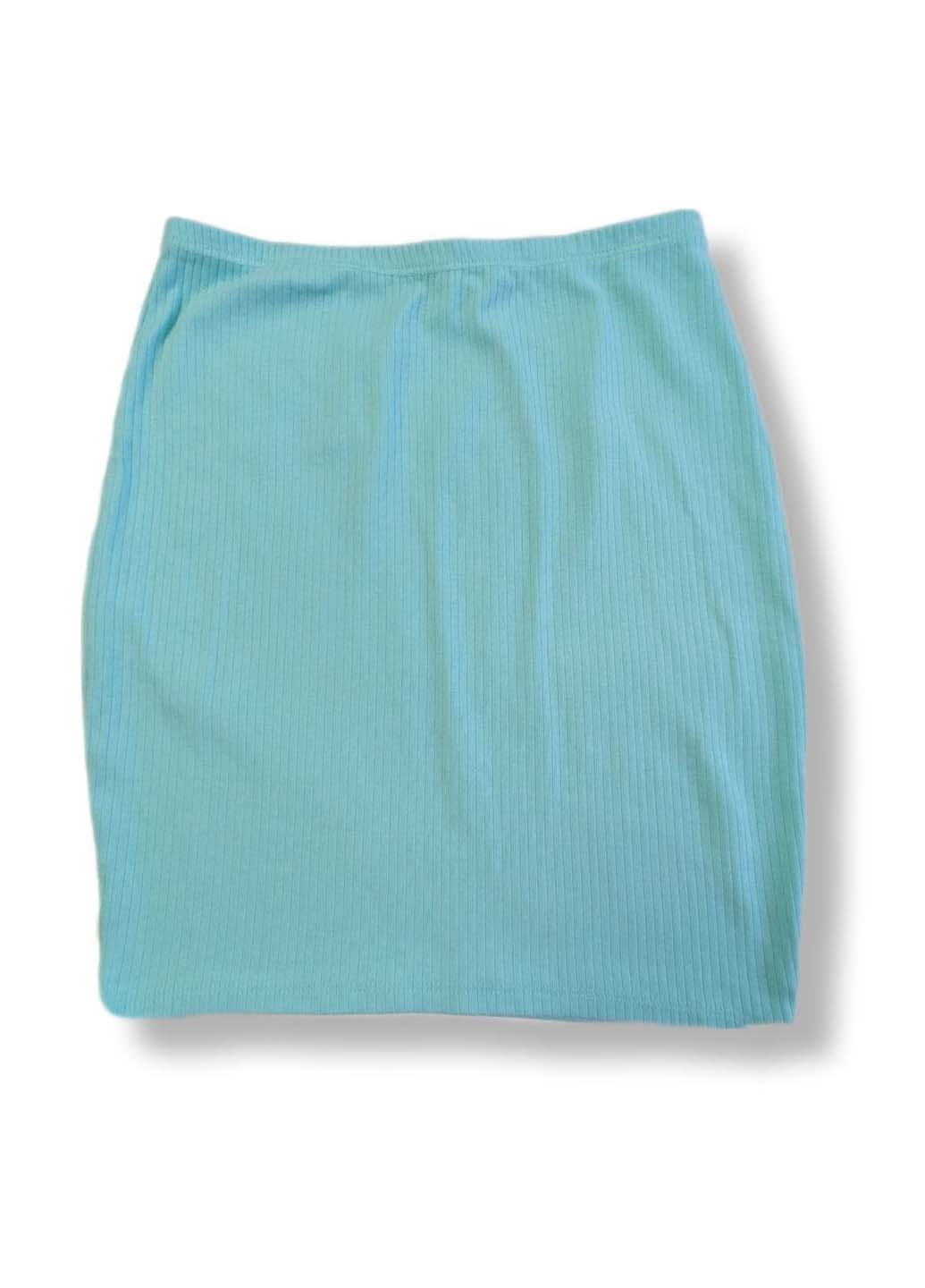 Бирюзовая кэжуал однотонная юбка H&M карандаш