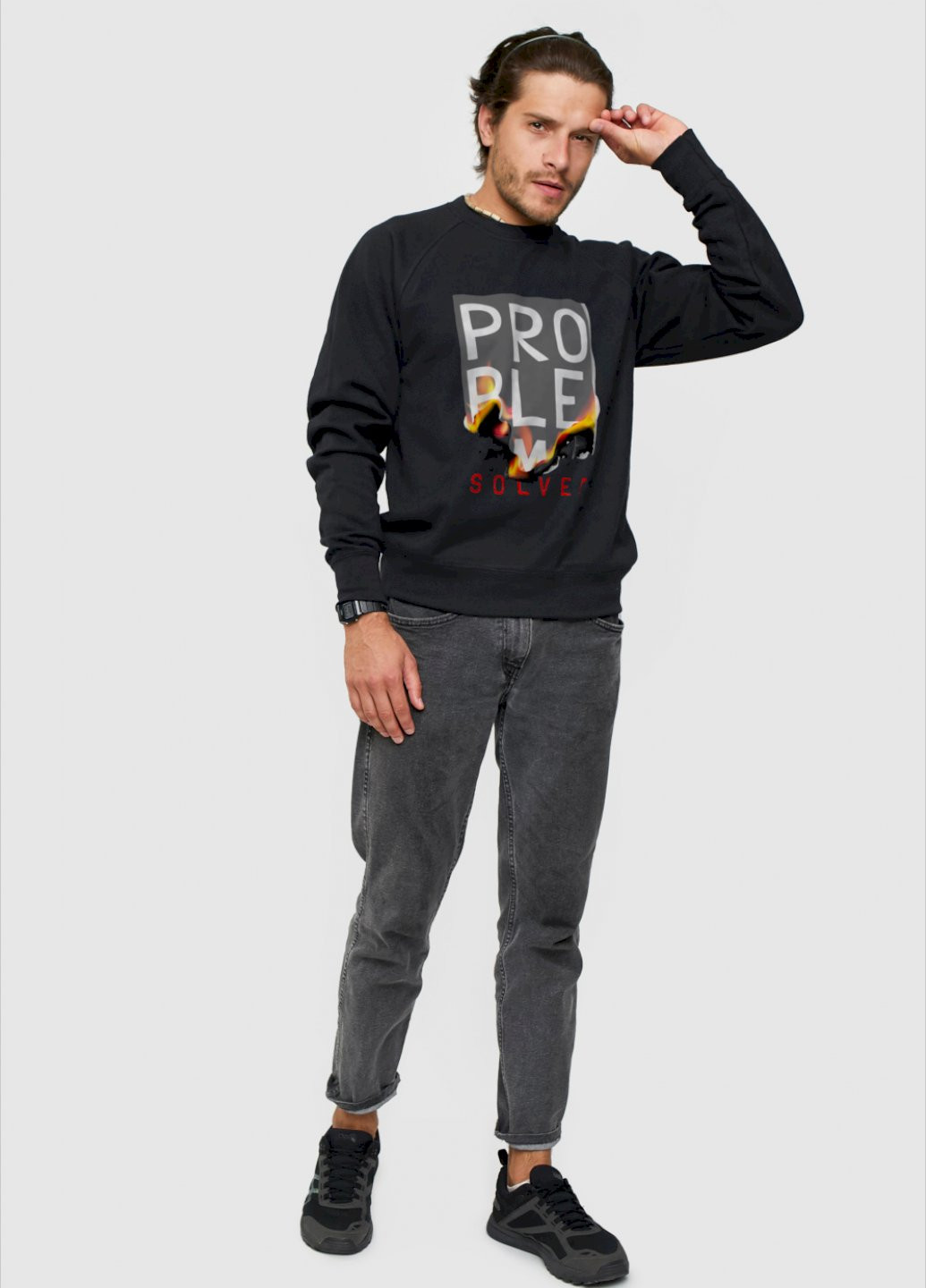 Чорний світшот чоловічий YAPPI малюнок (251424269)