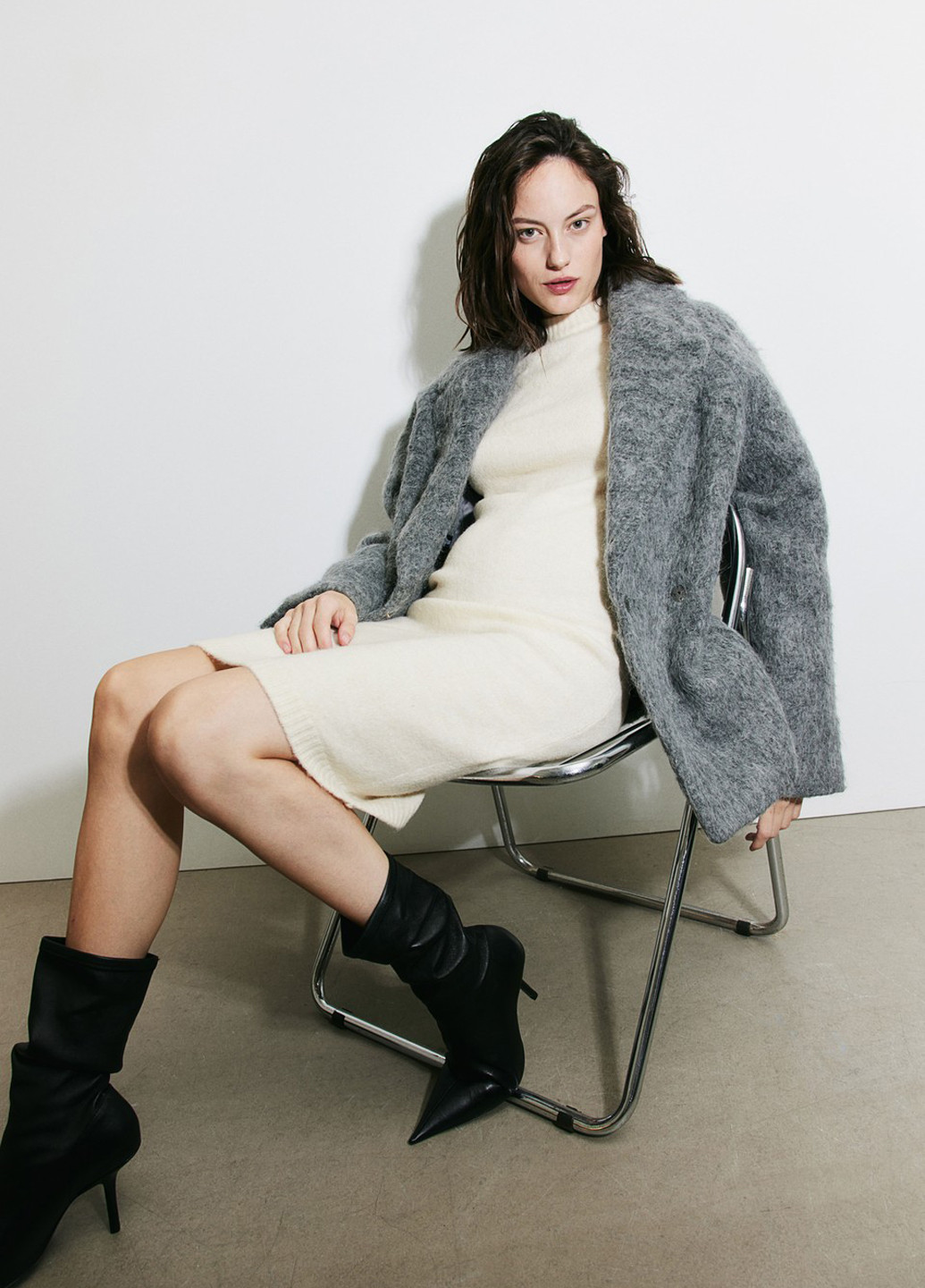 Кремова кежуал сукня для вагітних сукня светр H&M однотонна