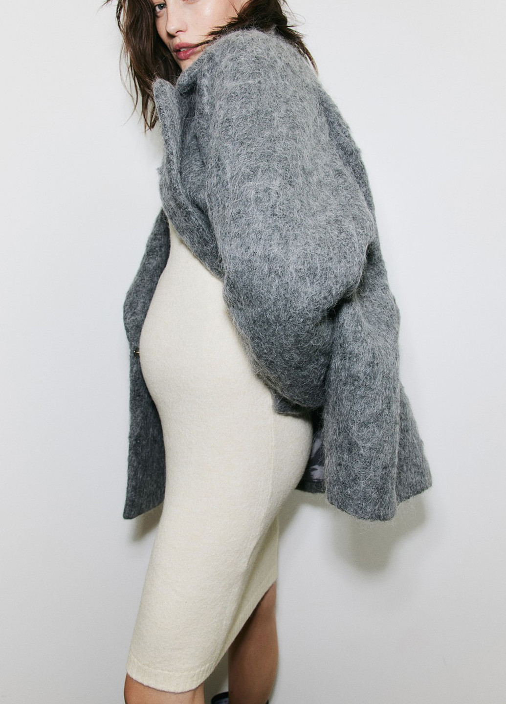 Кремова кежуал сукня для вагітних сукня светр H&M однотонна