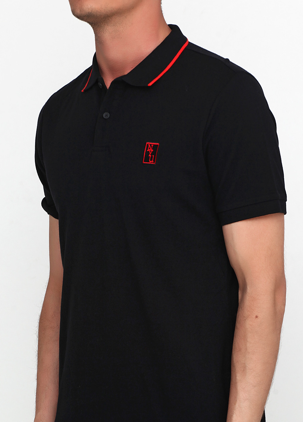 Черная футболка-поло для мужчин H&M с логотипом