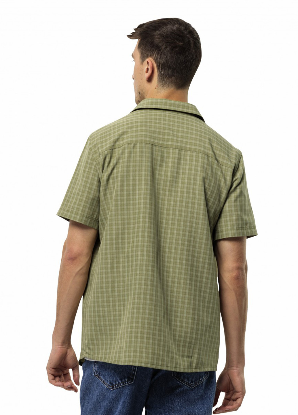 Оливковковая (хаки) кэжуал рубашка в клетку Jack Wolfskin