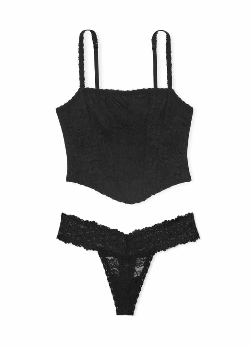 Чорний демісезонний комплект (топ, трусики) Victoria's Secret