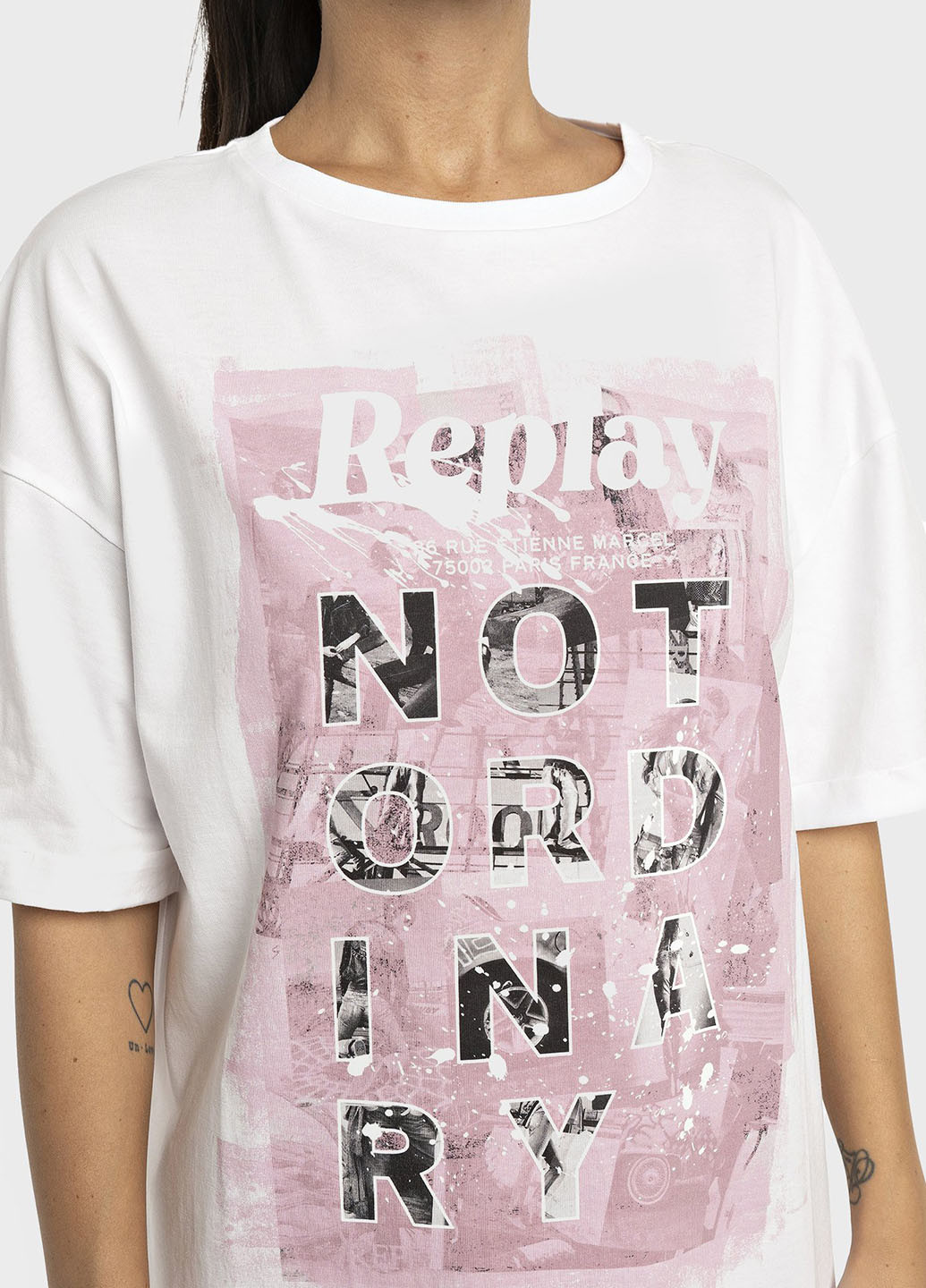 Белое кэжуал платье платье-футболка Replay с надписью