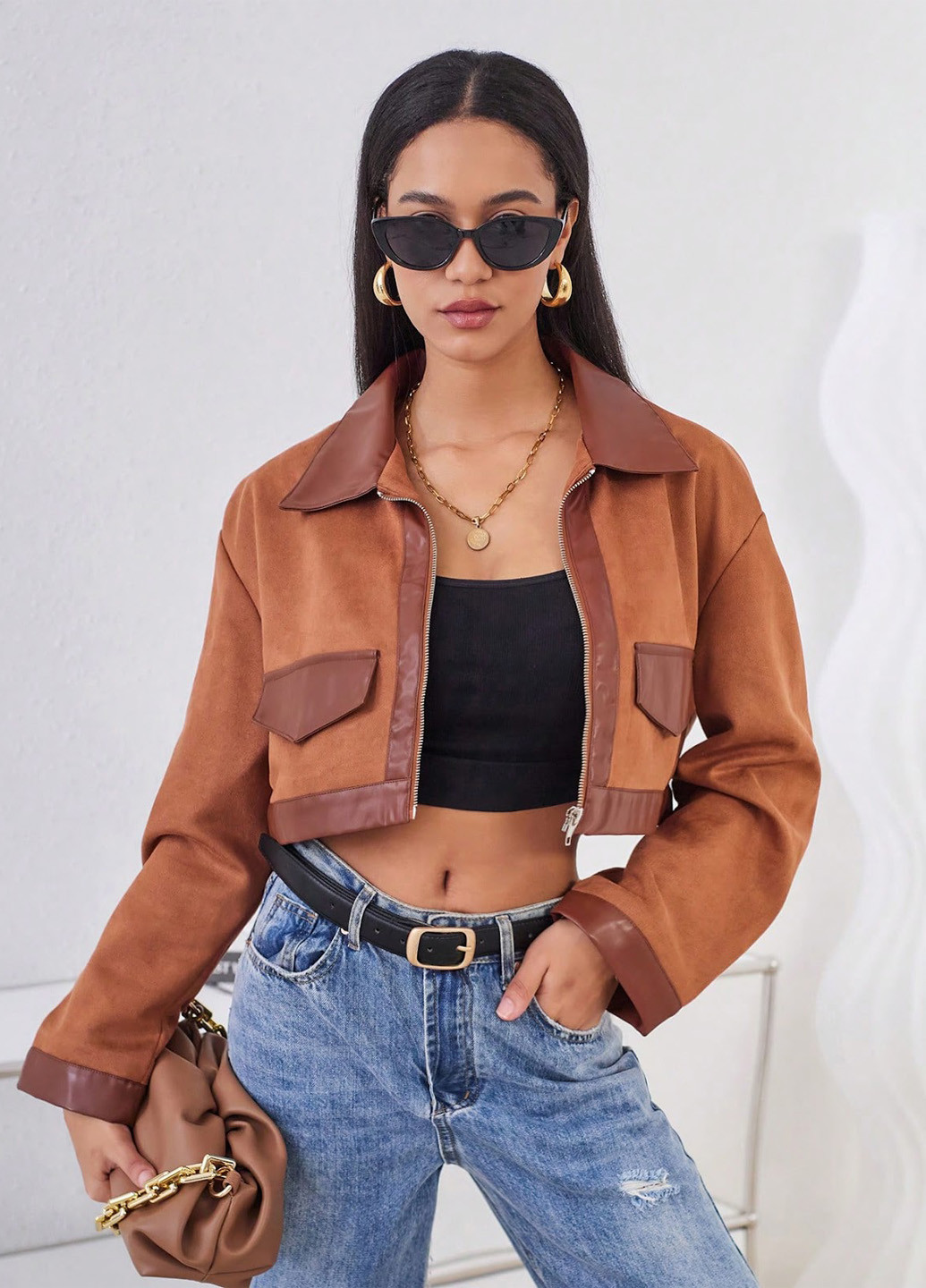 Коричнева демісезонна куртка SHEIN