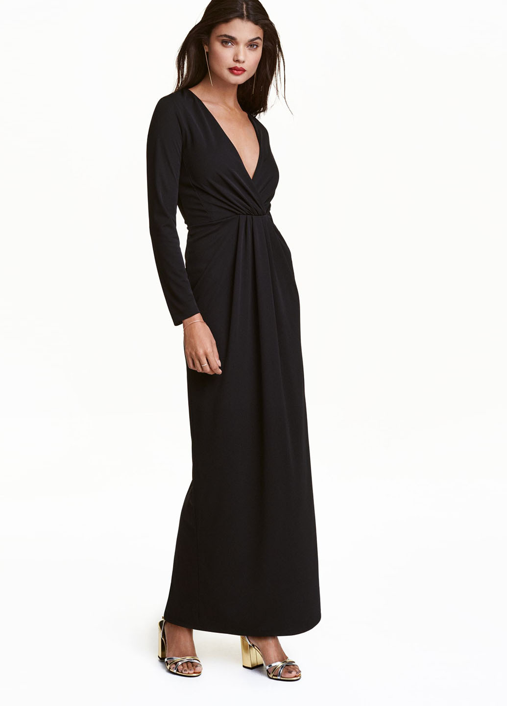 Чорна вечірня сукня на запах H&M однотонна