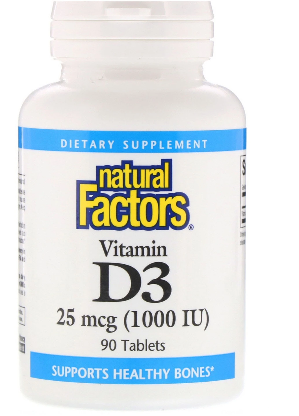 Вітамін D3 Vitamin D3 25mcg 1,000 IU 90 Tablets Natural Factors (254371938)