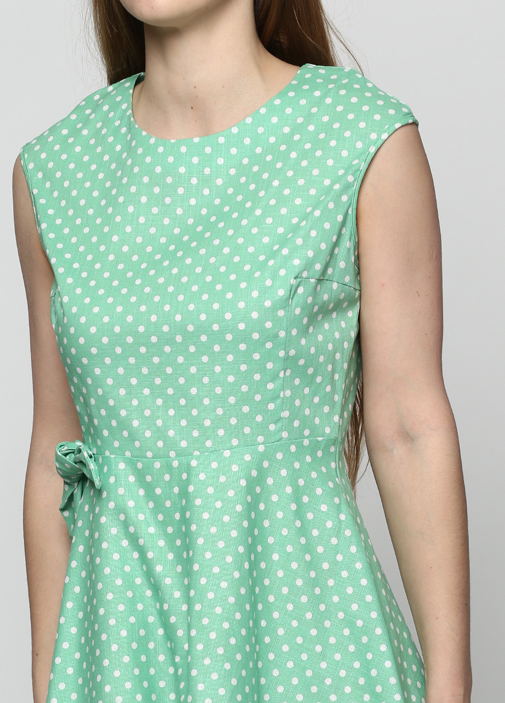 Зеленое кэжуал платье а-силуэт Olsa в горошек