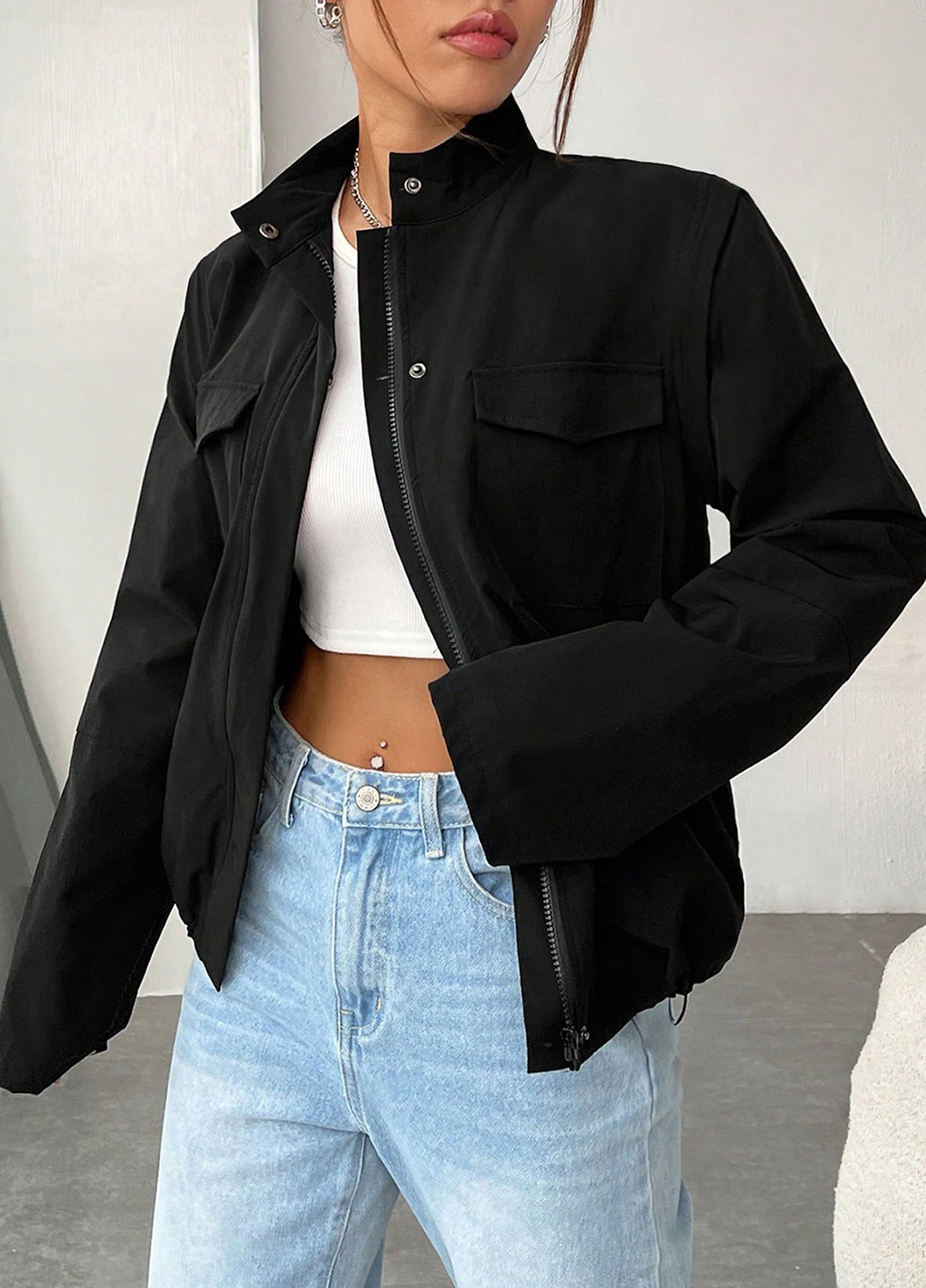 Чорна демісезонна куртка куртка-трансформер SHEIN