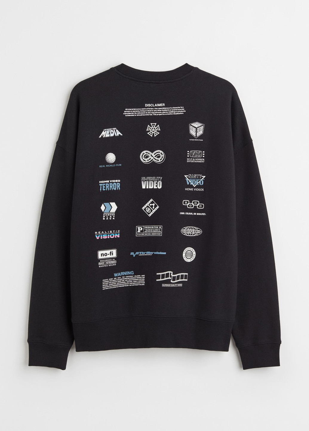 Чорний світшот H&M малюнок без декору (299461869)