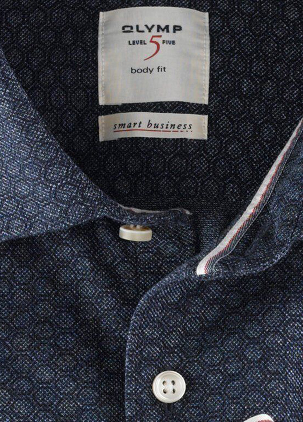 Темно-синяя кэжуал рубашка с геометрическим узором Olymp