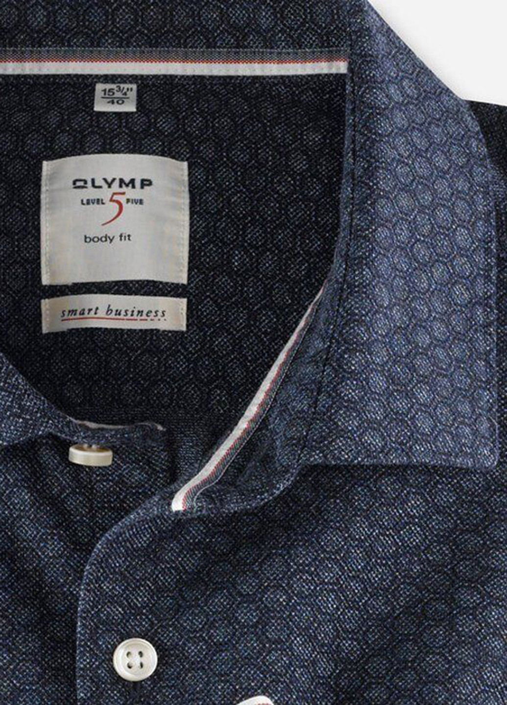 Темно-синяя кэжуал рубашка с геометрическим узором Olymp