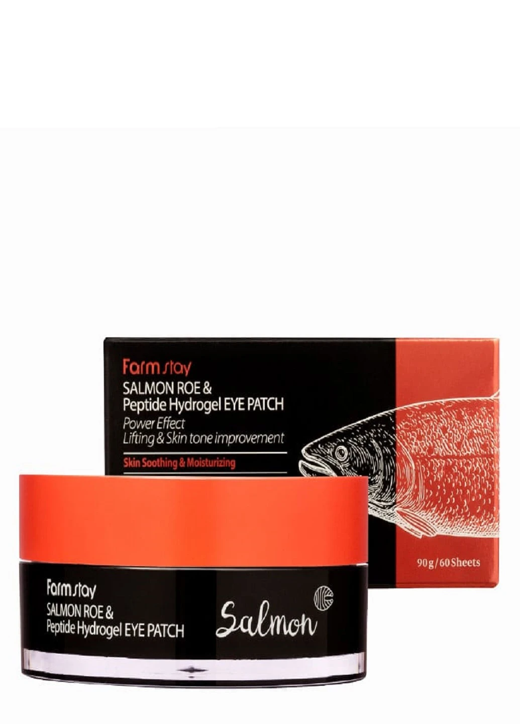 Гидрогелевые патчи для глаз с с экстрактом лососевой икры Salmon Roe & Peptide Hydrogel Eye Patch, 60 шт 90 г FarmStay (220441028)