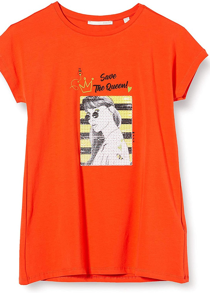 Оранжевая летняя футболка для девочек Mexx