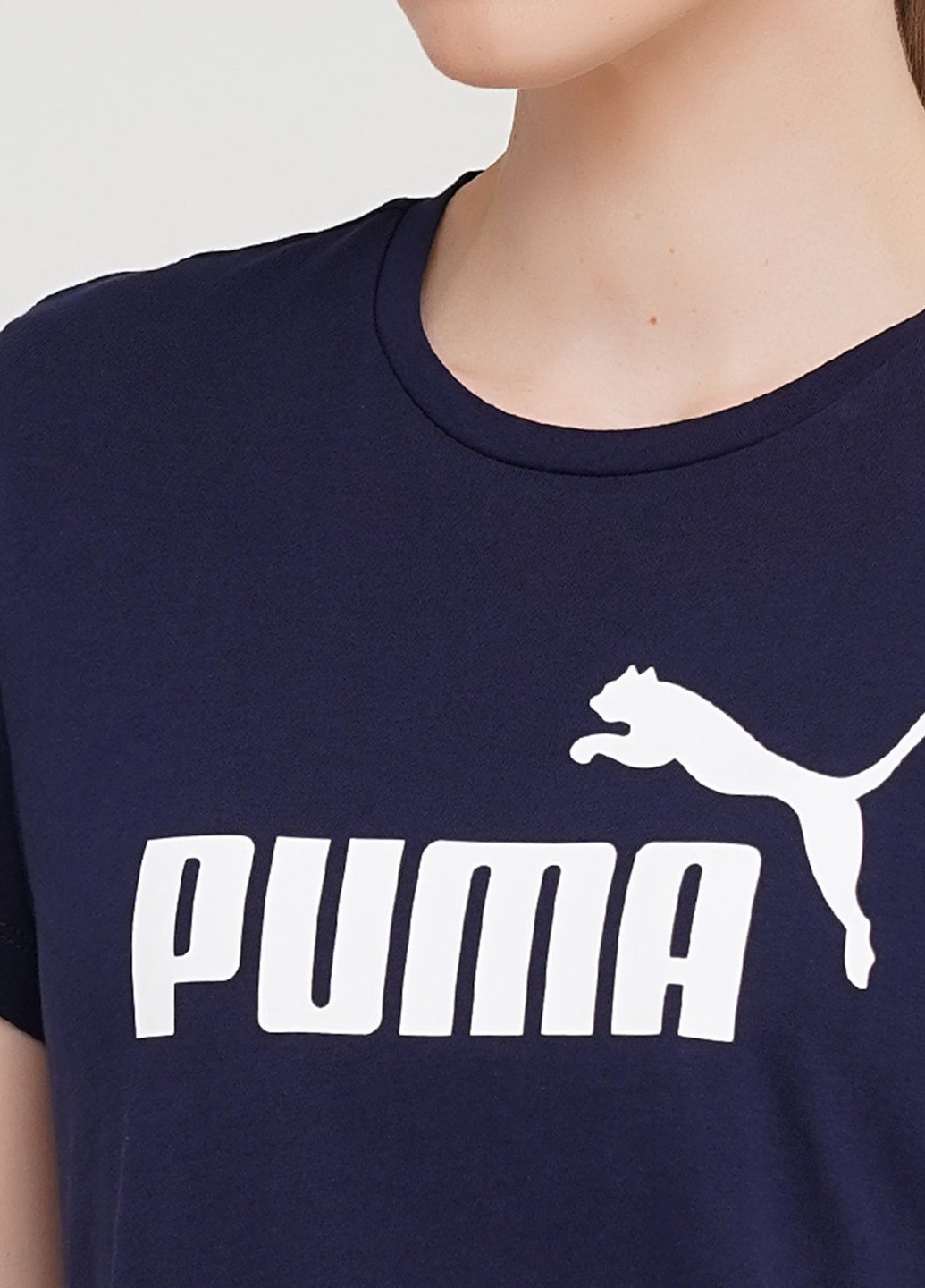 Темно-синяя всесезон футболка Puma Ess Logo Tee