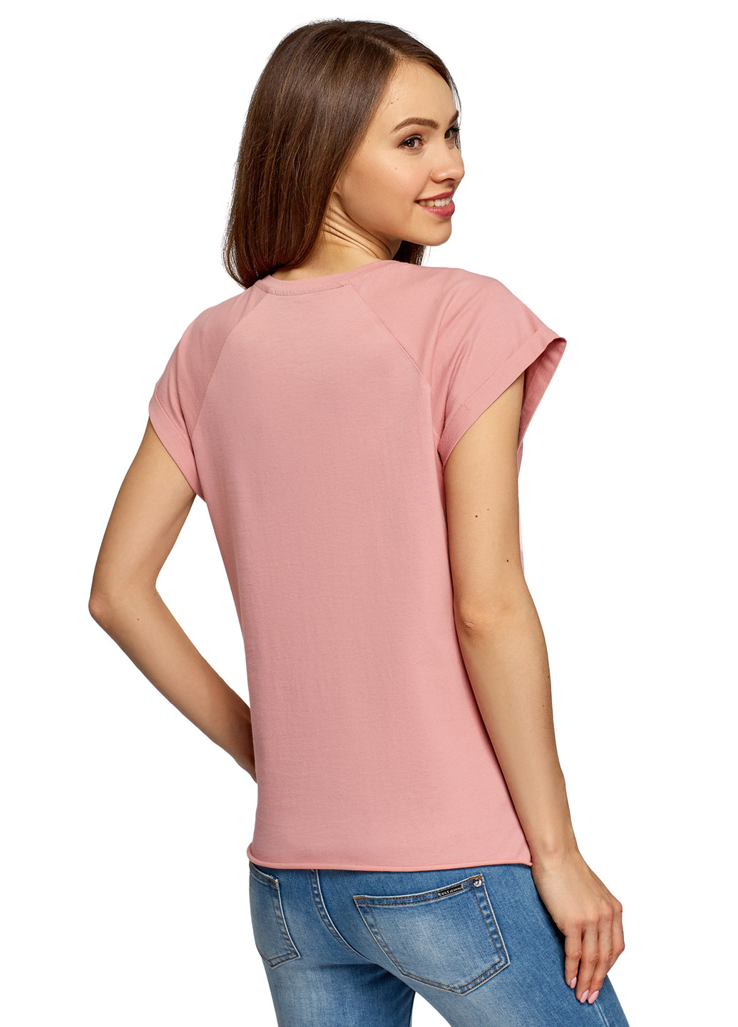 Розовая летняя футболка Oodji