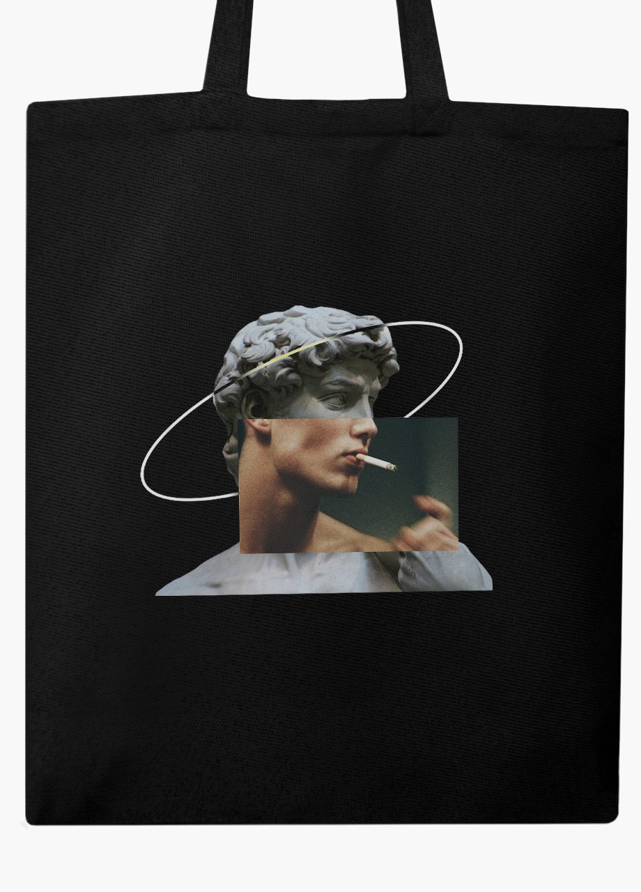 Еко сумка шоппер чорна Ренесанс Давид Мікеланджело (David Michelangelo) (9227-1201-BK) Еко сумка шоппер чорна 41*35 см MobiPrint (215943813)