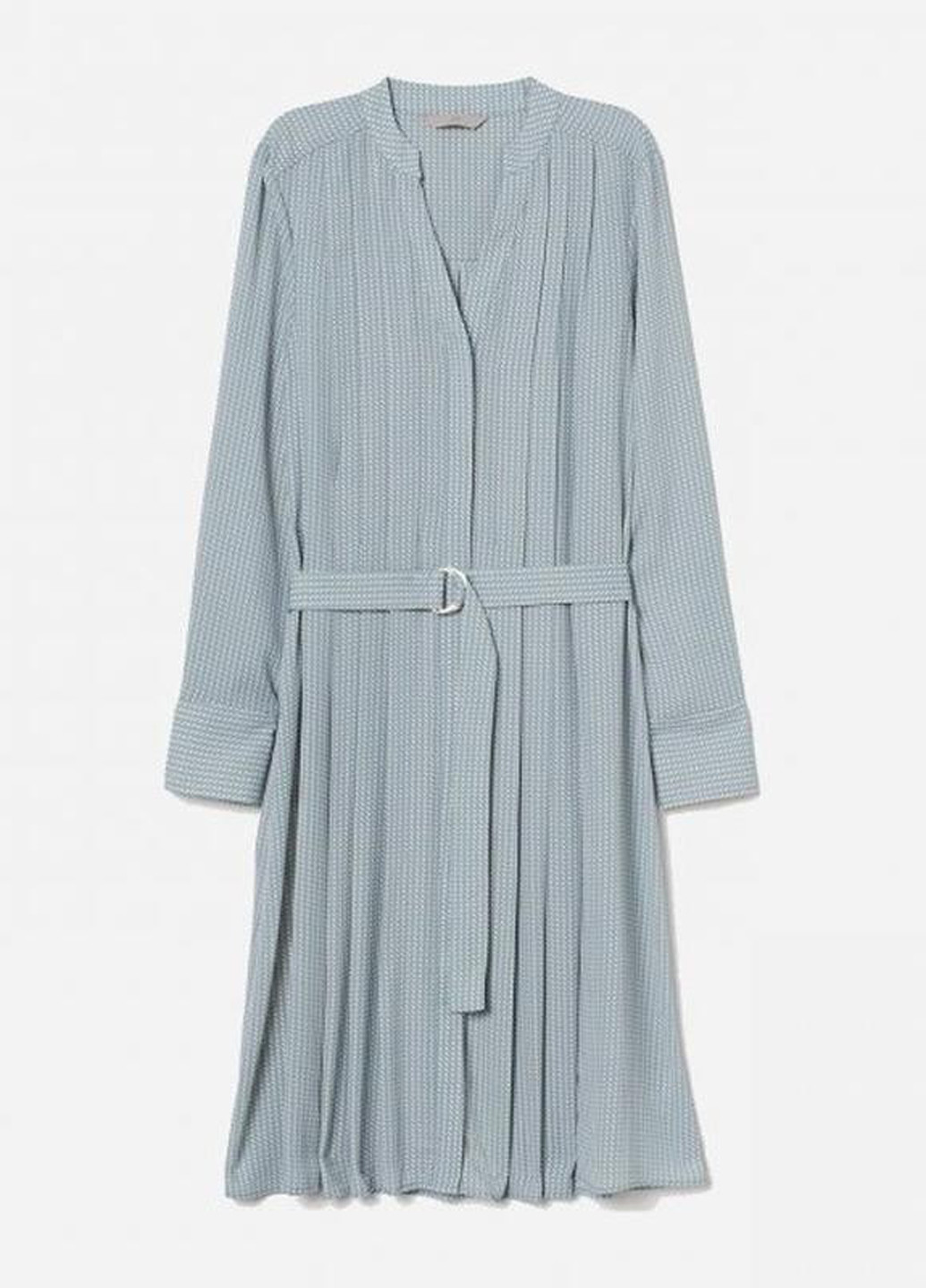 Серо-голубое кэжуал платье рубашка H&M с абстрактным узором