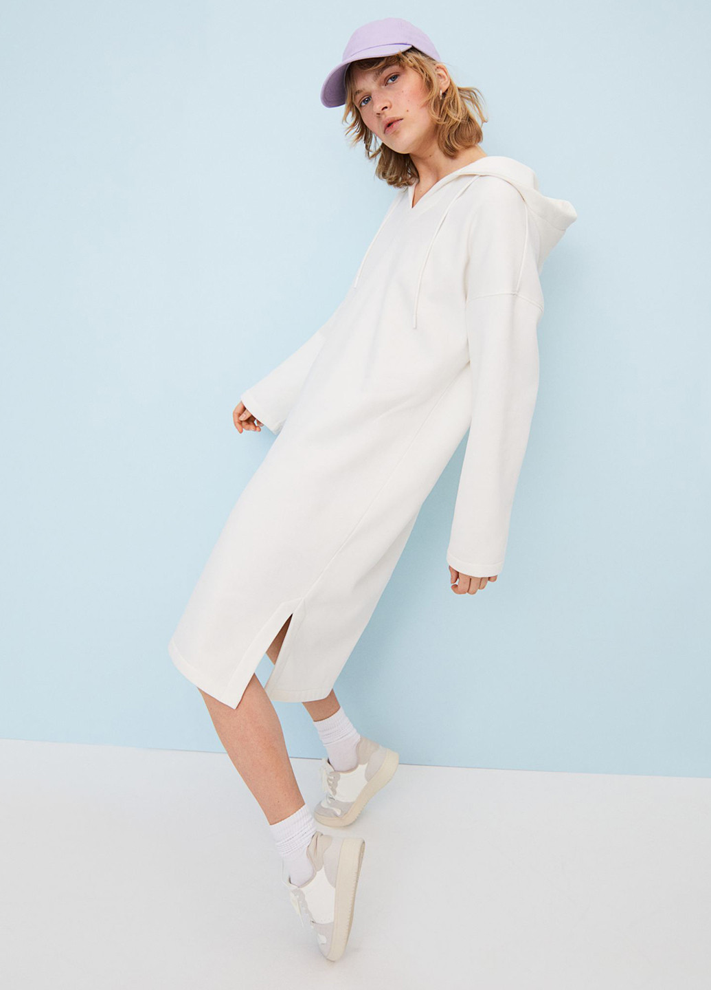 Білий кежуал сукня сукня-худі H&M однотонна