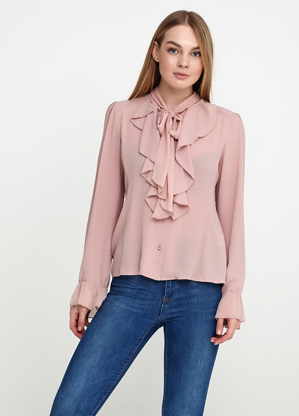 Светло-розовая демисезонная блуза с длинным рукавом Rinascimento