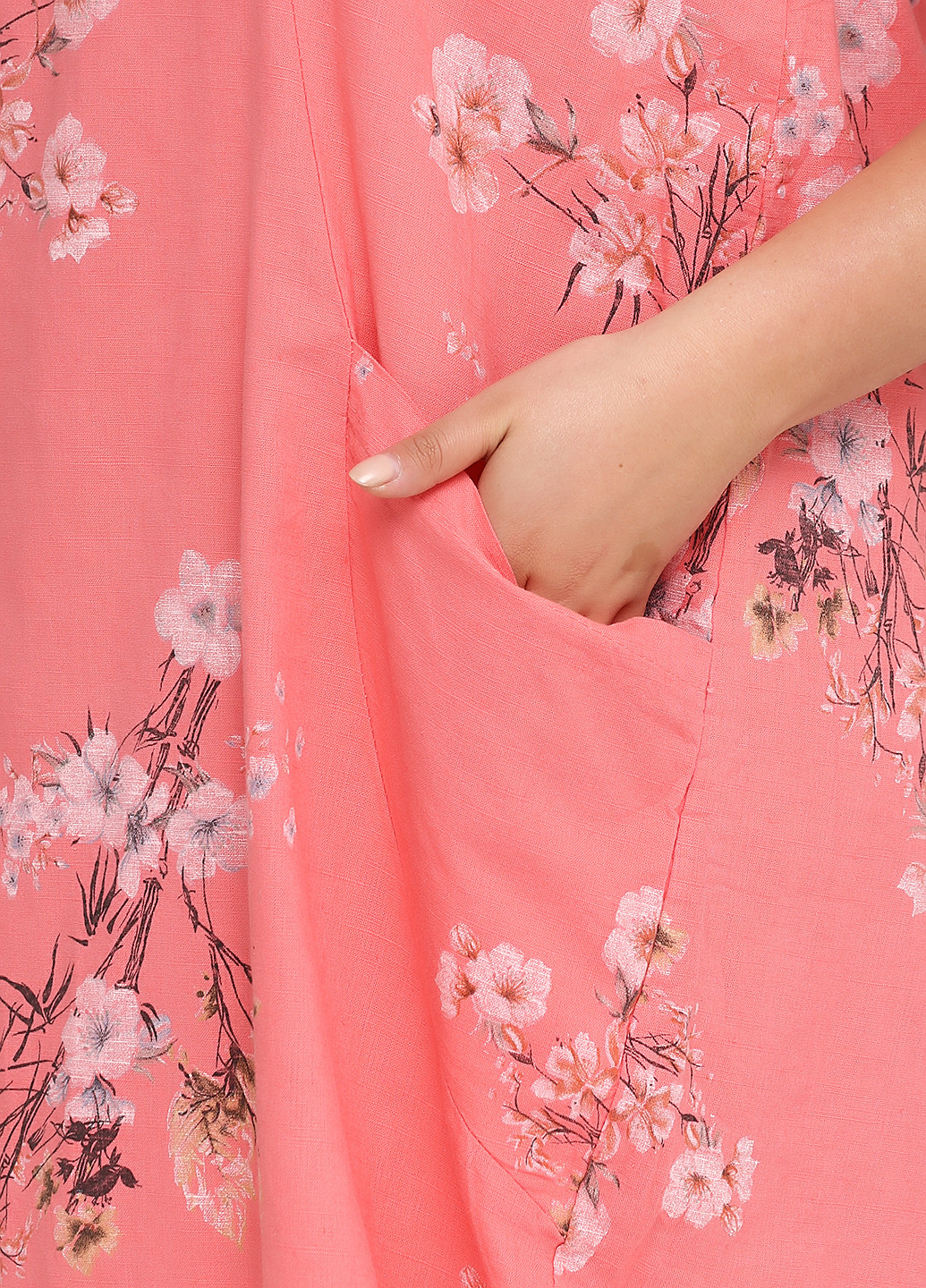 Коралловое кэжуал платье оверсайз New Collection с цветочным принтом