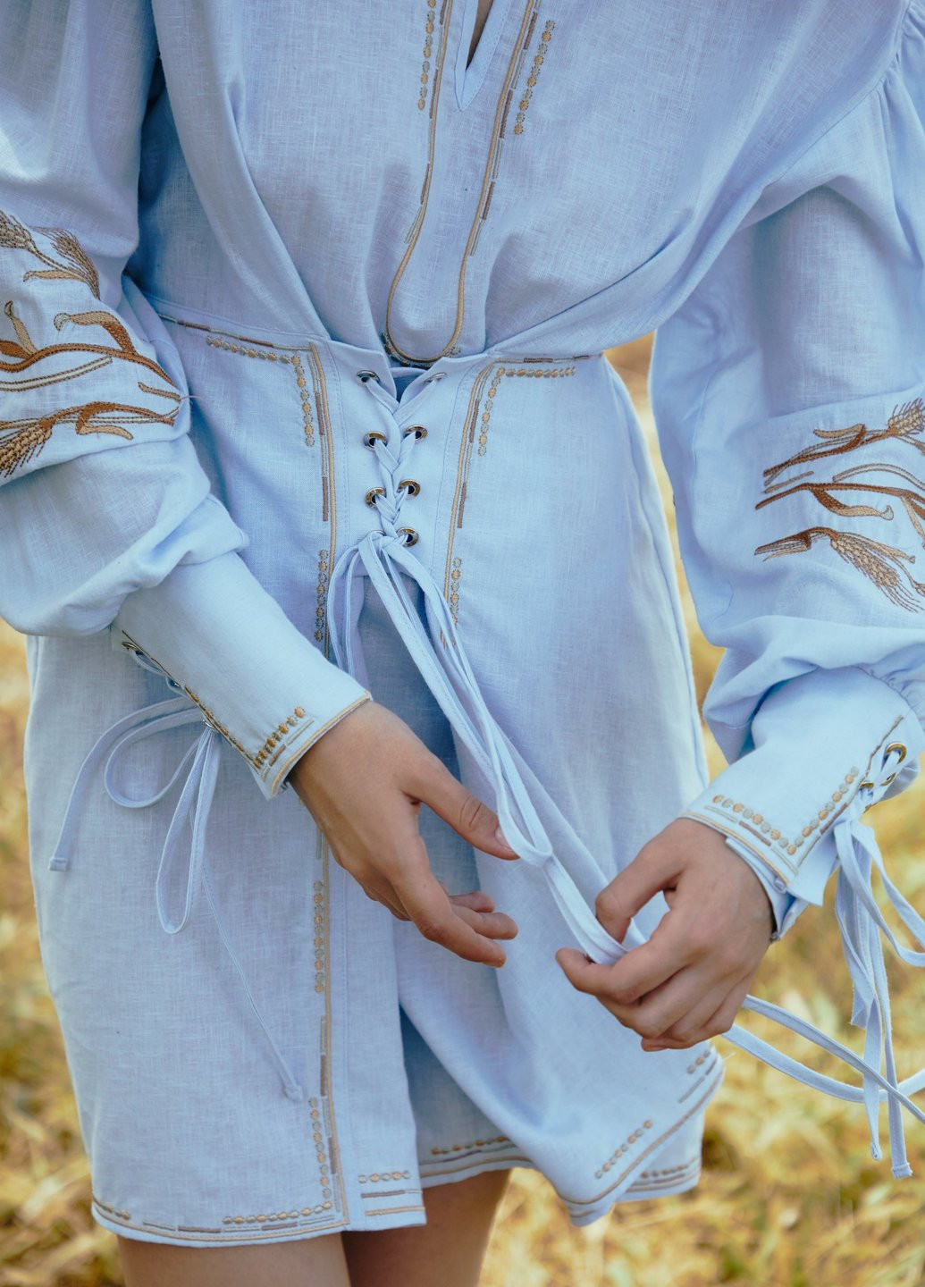 Світло-блакитна кежуал сукня кльош Gepur однотонна