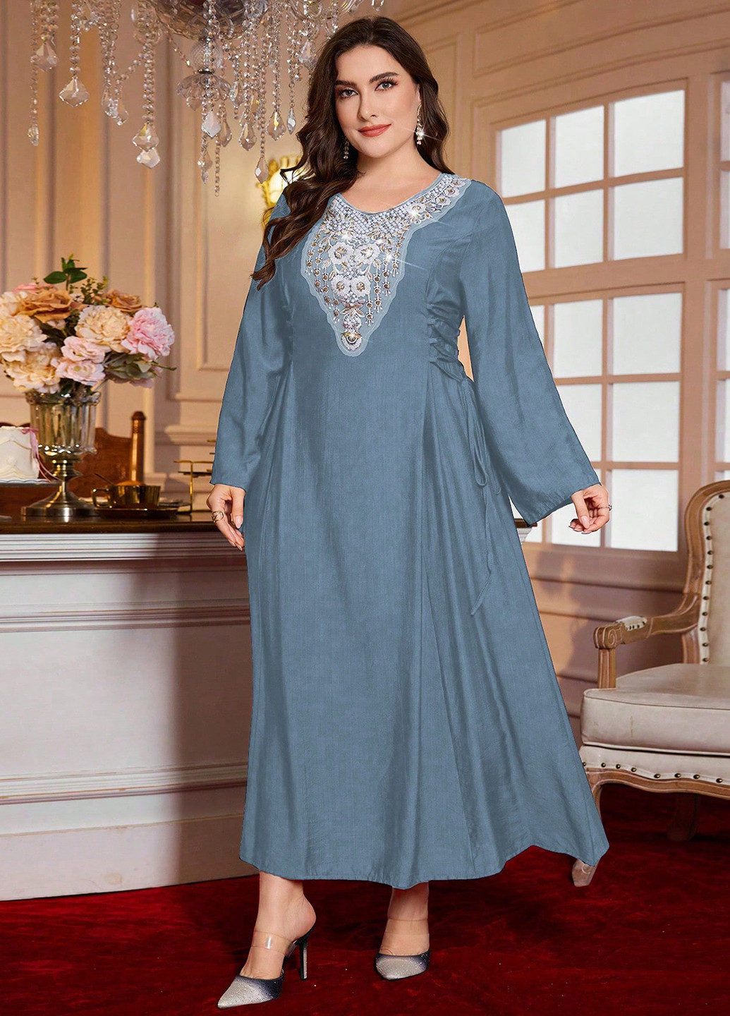 Сіро-голубий кежуал сукня а-силует SHEIN однотонна