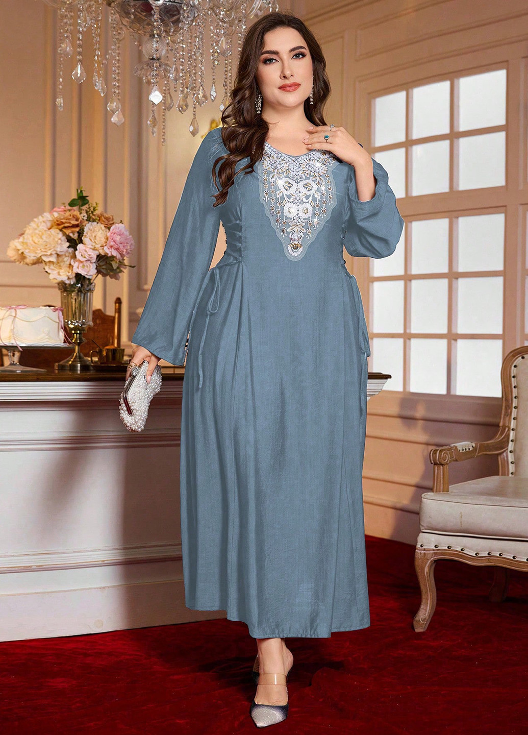 Сіро-голубий кежуал сукня а-силует SHEIN однотонна