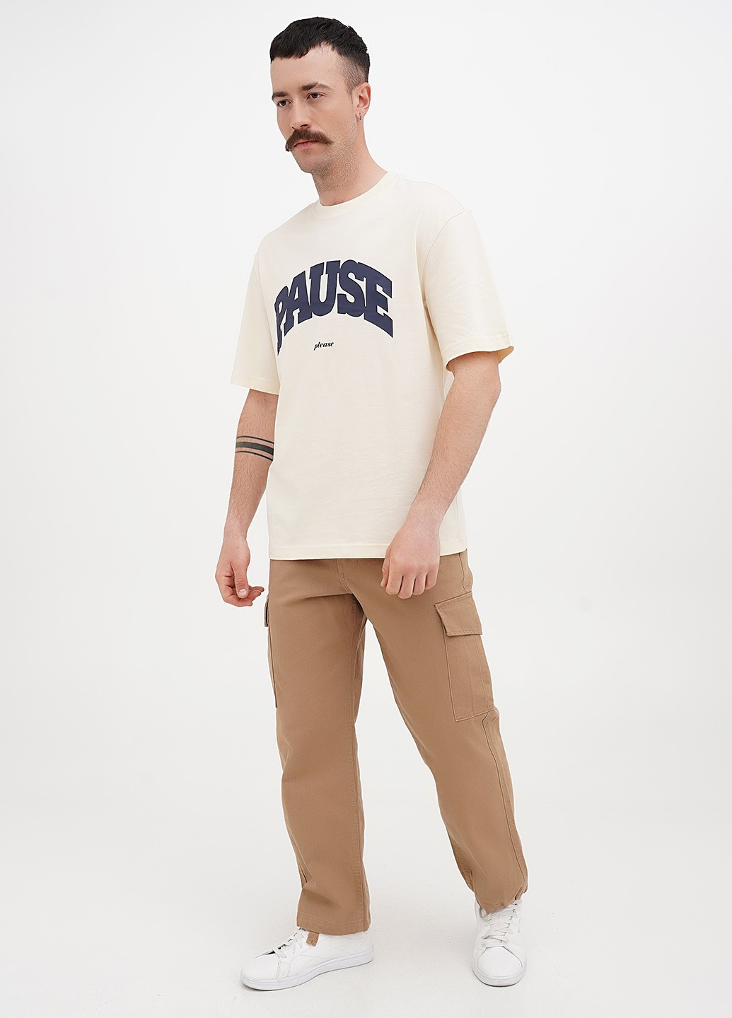 Светло-коричневые кэжуал демисезонные зауженные, карго брюки H&M