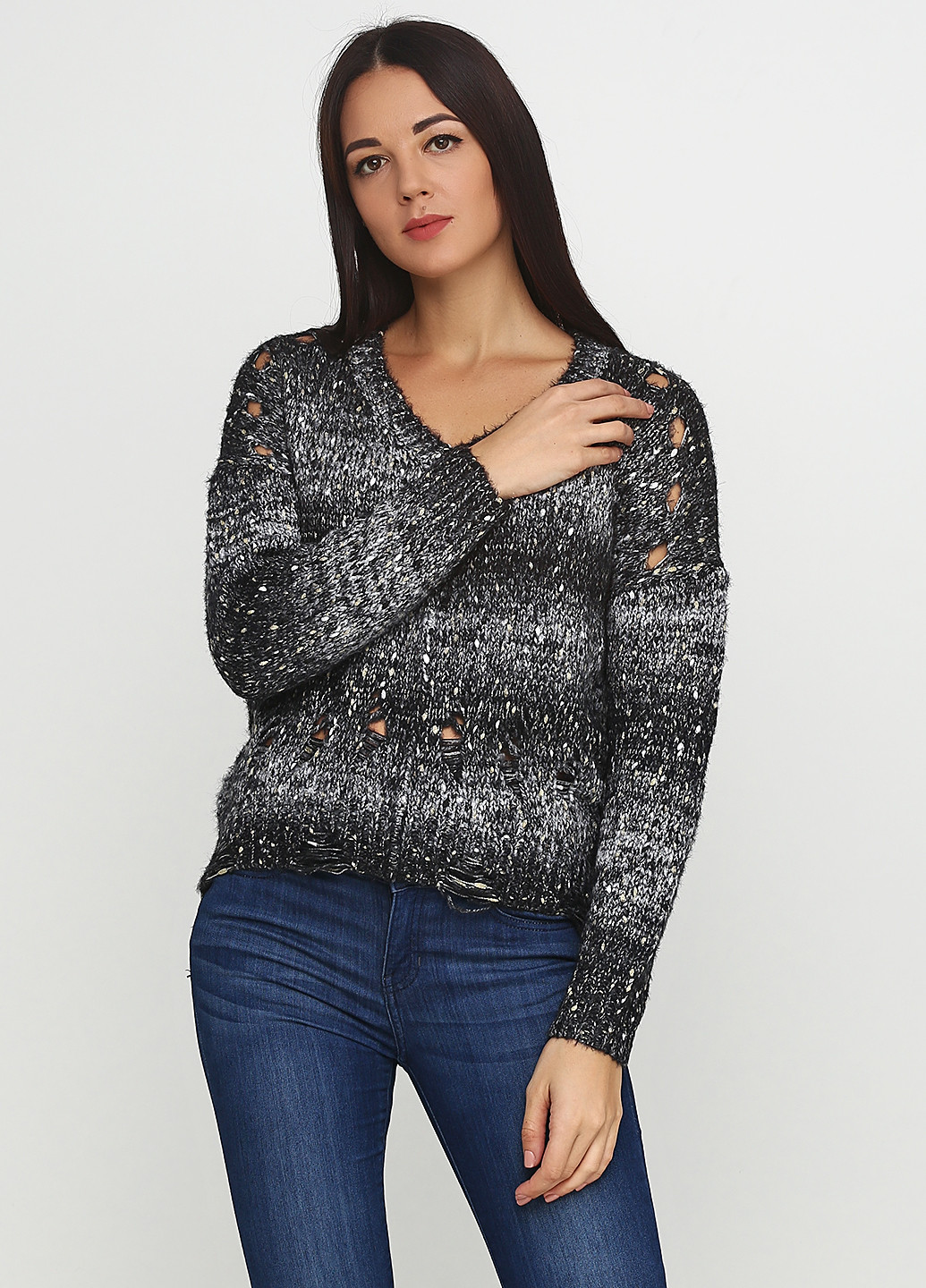 Комбинированный зимний пуловер пуловер Amo & Roma