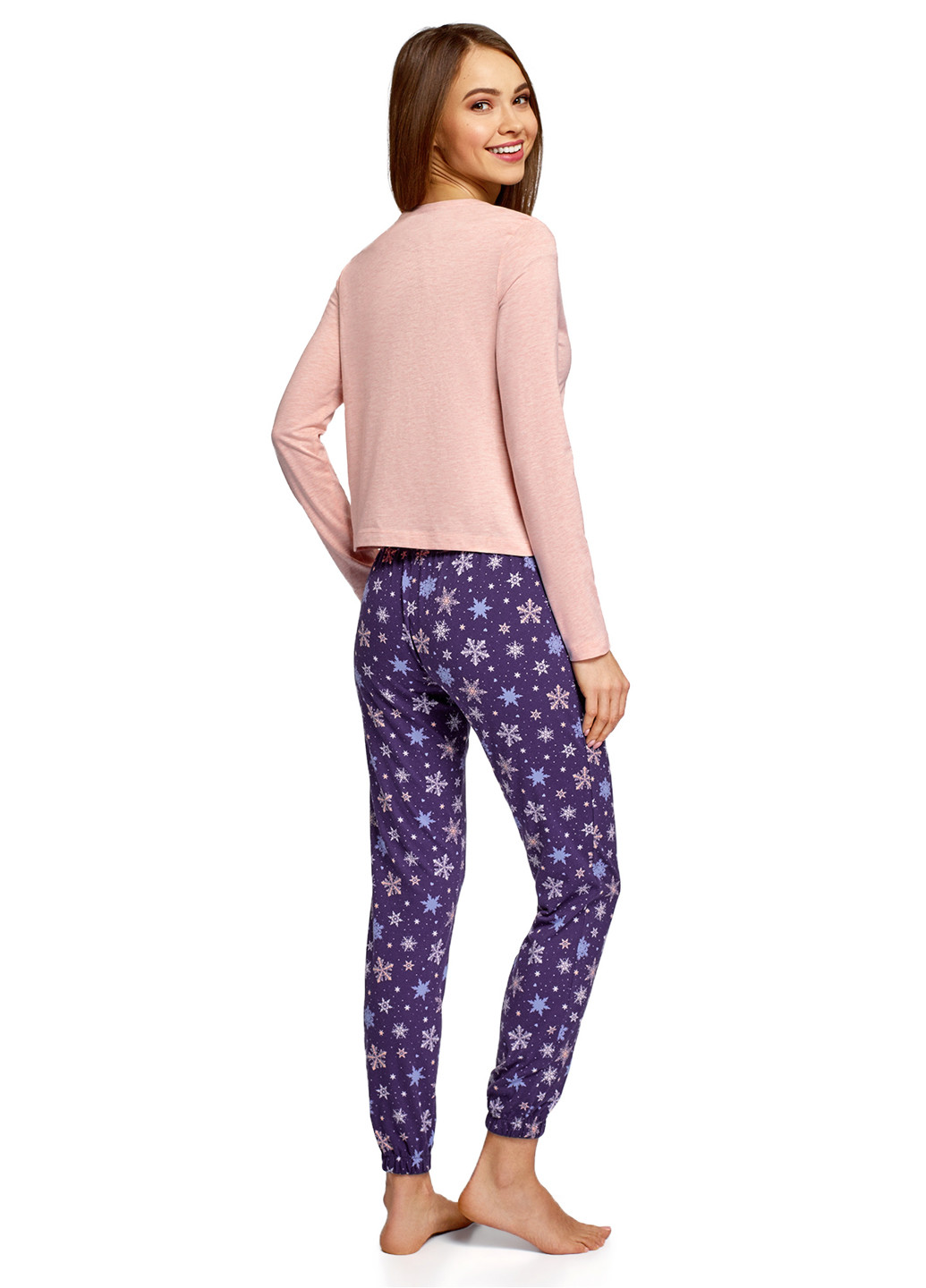Фіолетова всесезон піжама (лонгслів, брюки) лонгслив + брюки Oodji