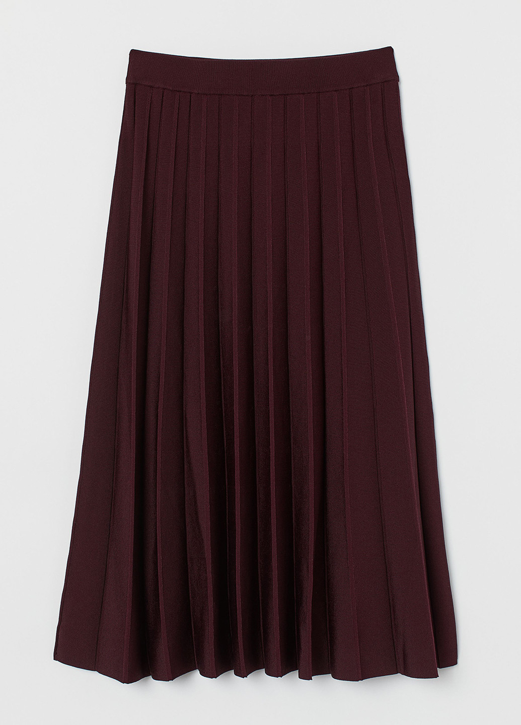 Темно-бордовая кэжуал однотонная юбка H&M клешированная, плиссе