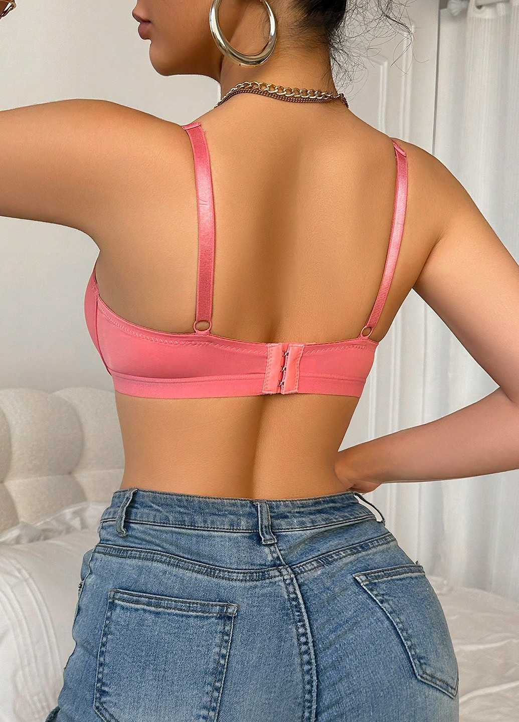 Кораловий бюстгальтер SHEIN з кісточками поліамід