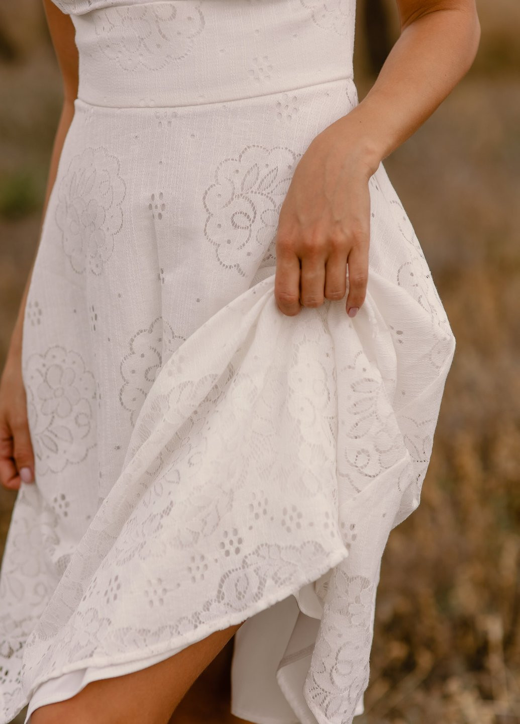 Белое повседневный белое кружевное платье Gepur однотонное