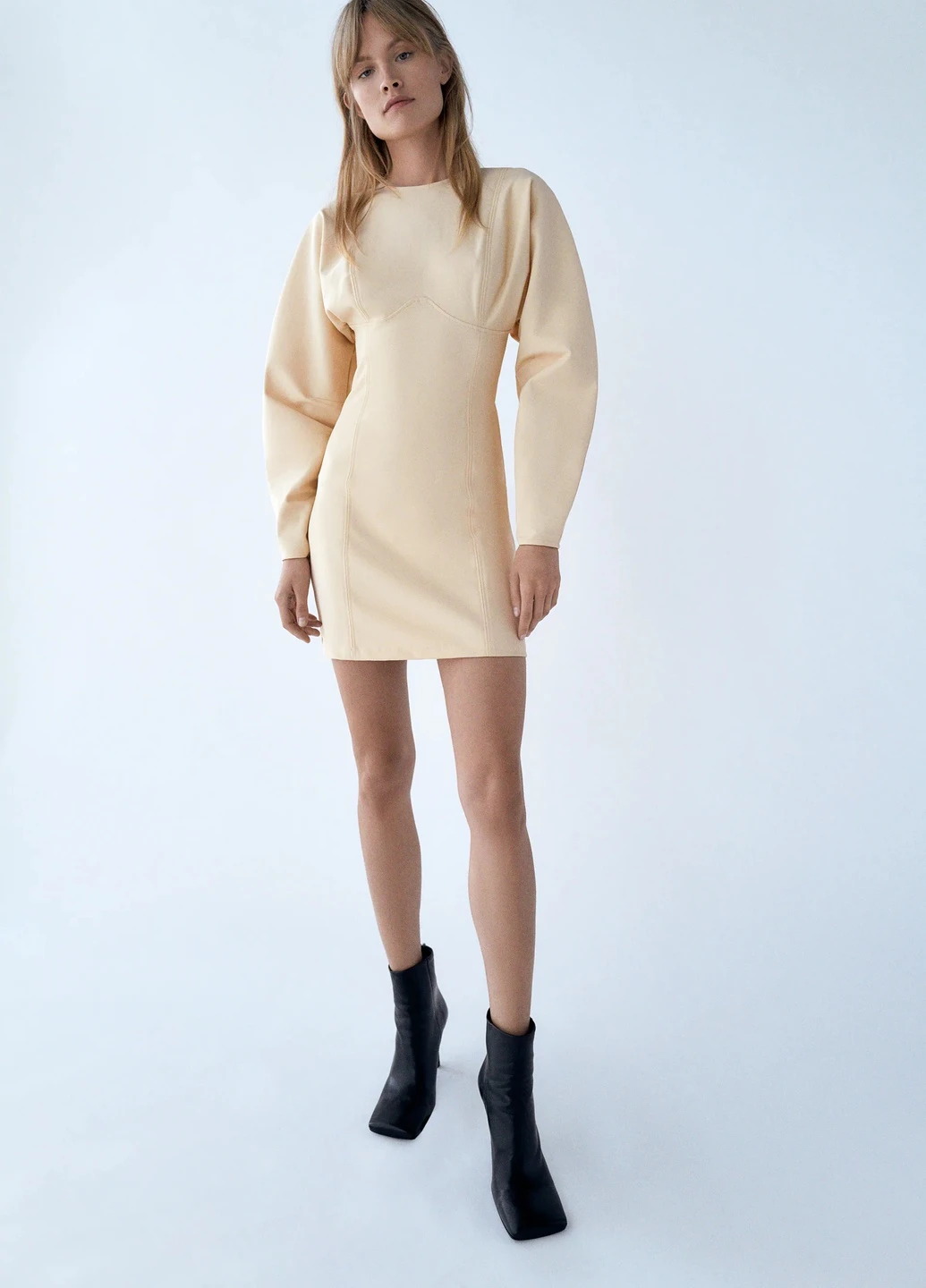 Молочное кэжуал платье Zara однотонное