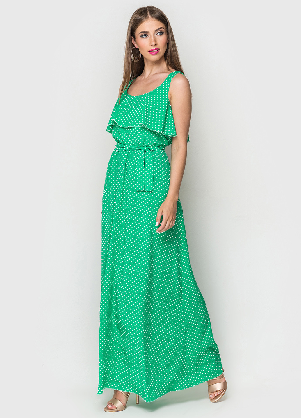 Зелена кежуал сукня TessDress в горошок