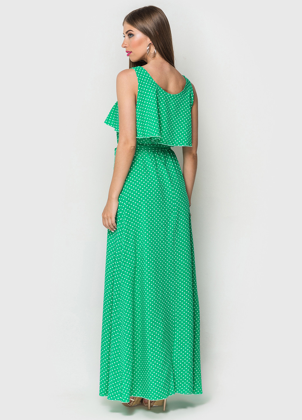 Зеленое кэжуал платье TessDress в горошек