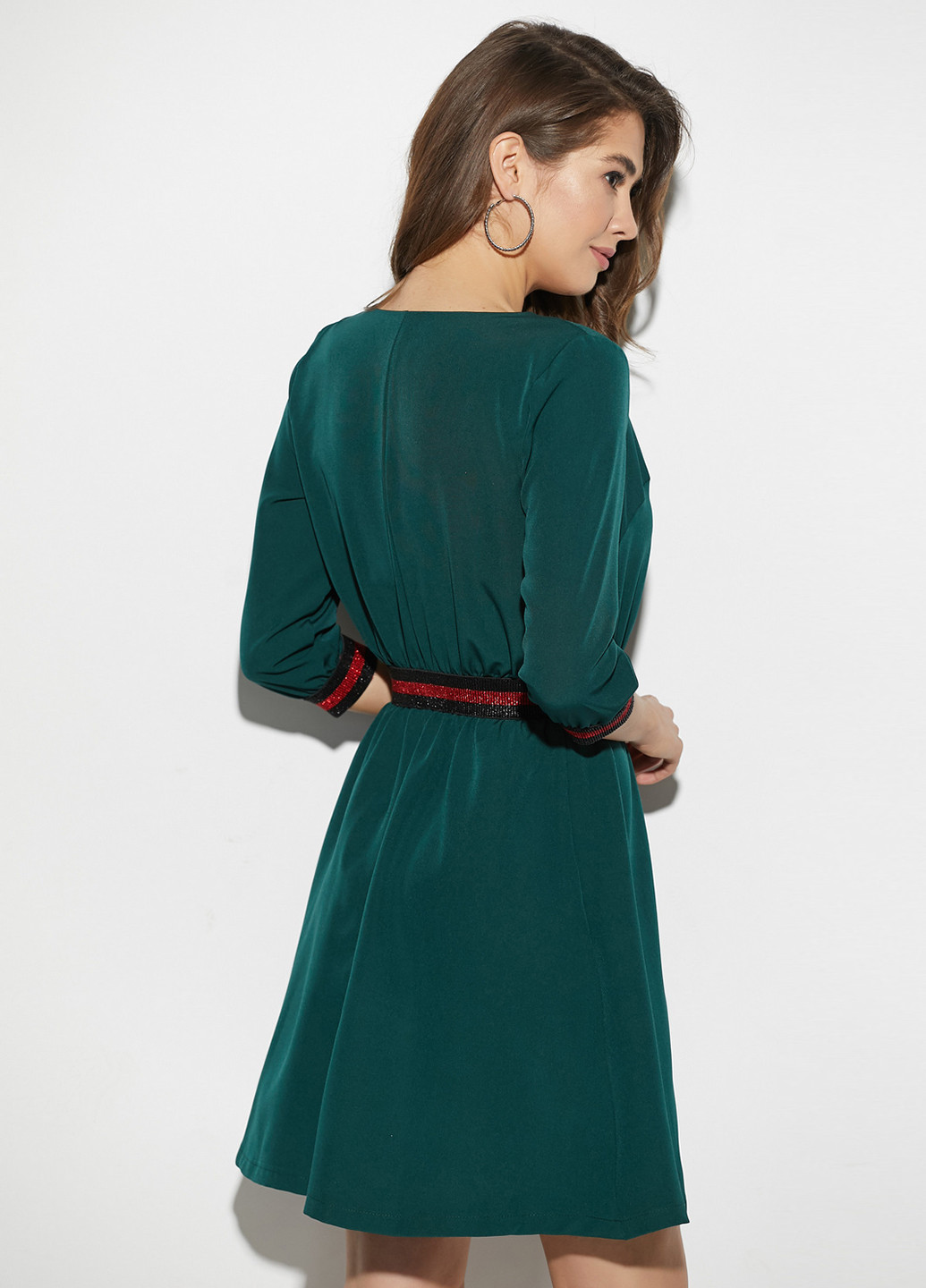 Темно-зеленое кэжуал платье короткое Karree в полоску