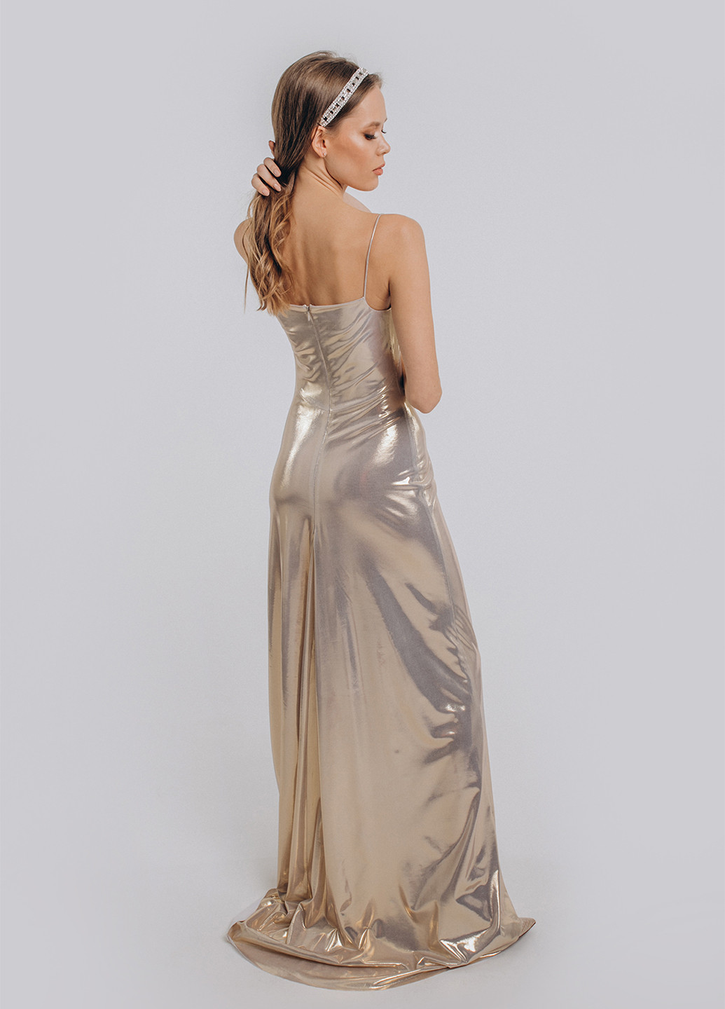 Золотой вечернее платье Pearl однотонное