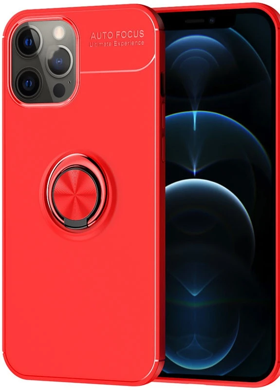 TPU чохол ColorRing під магнітний тримач (opp) для Apple iPhone 12 Pro / 12 (6.1 ') Червоний / Червоний (is_00000038440_1) Deen (229724540)