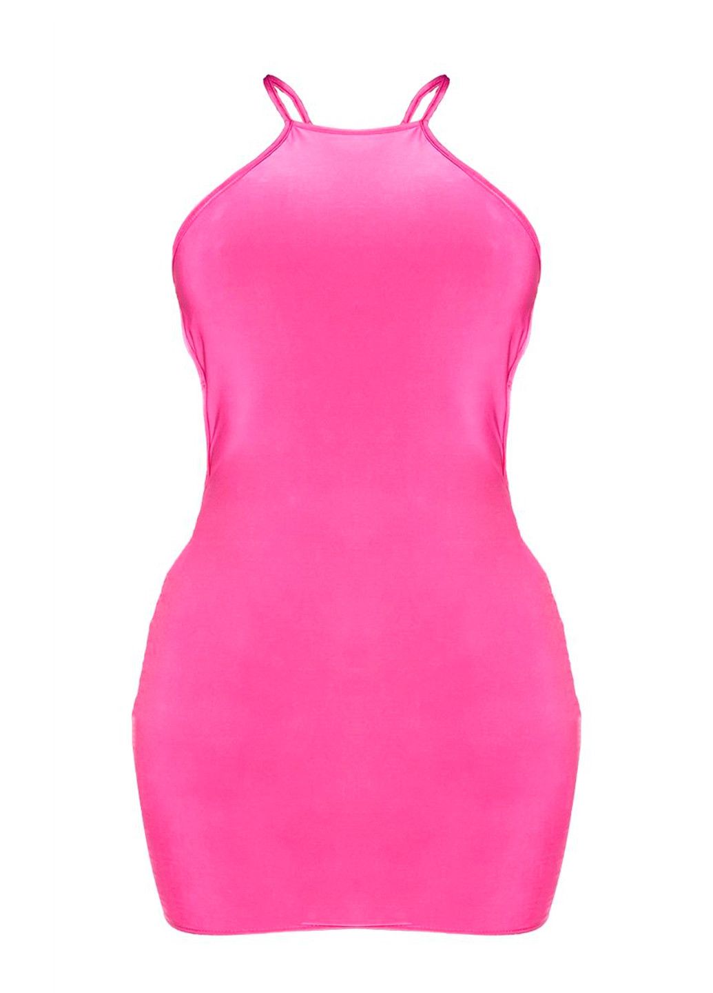 Розовое коктейльное платье с открытой спиной PrettyLittleThing однотонное