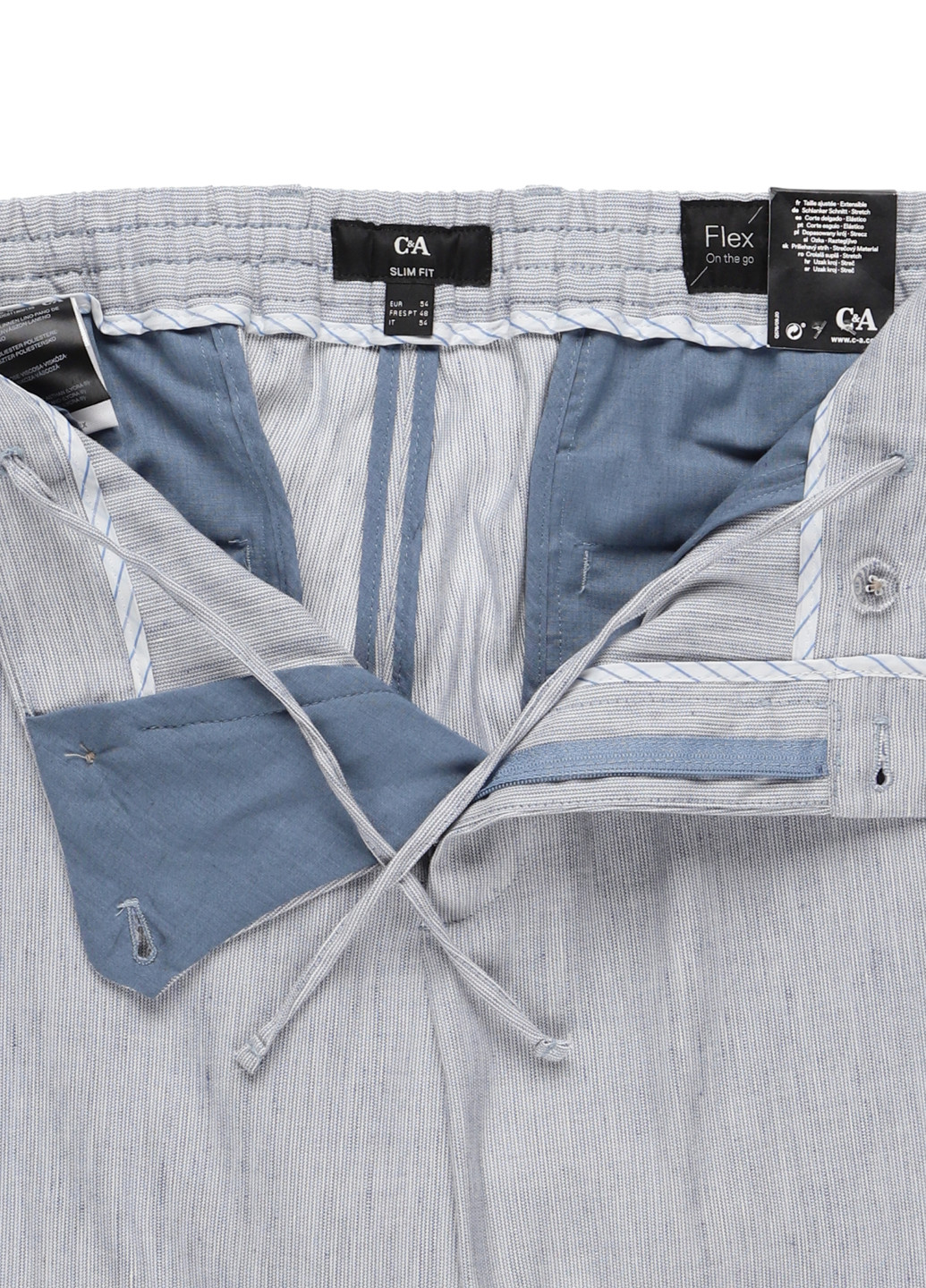 Светло-голубые кэжуал, классические летние зауженные брюки C&A