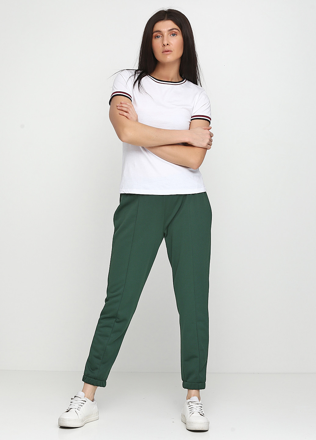 Темно-зеленые спортивные демисезонные прямые брюки Zara