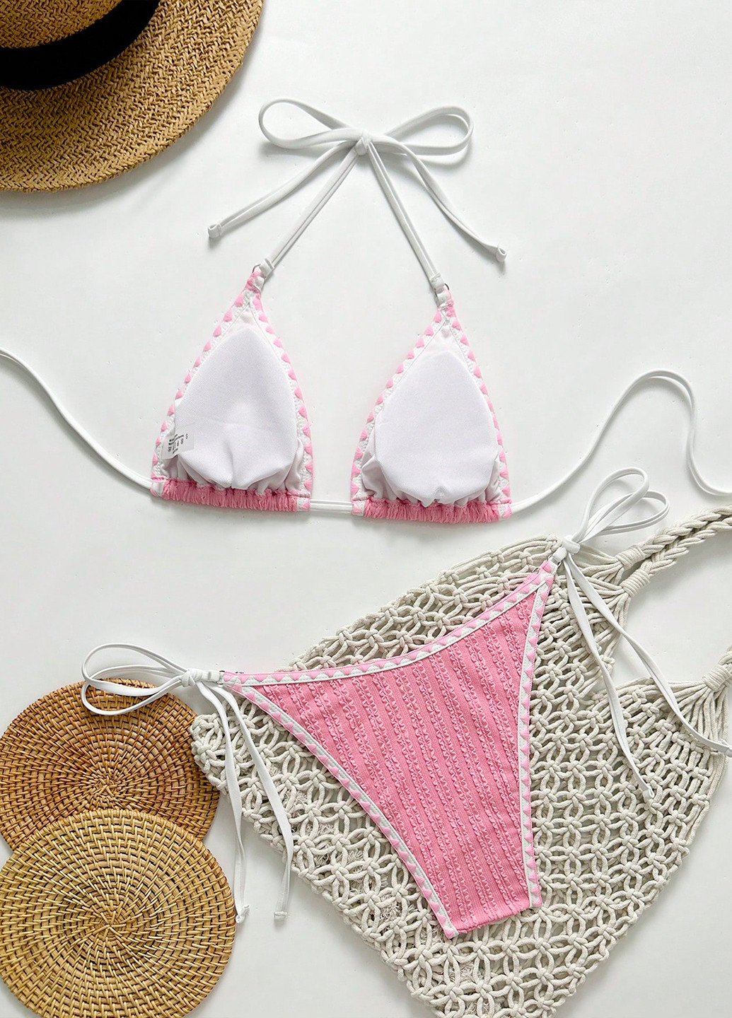 Рожевий літній купальник (ліф, трусики) бікіні, роздільний SHEIN