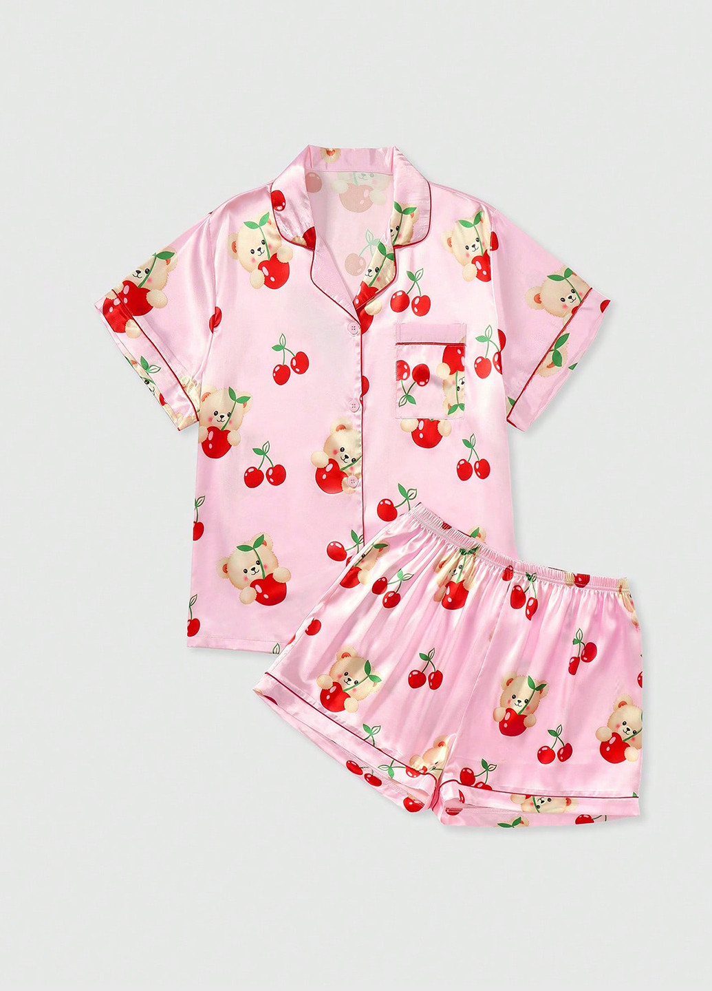 Рожева всесезон піжама (блуза, шорти) сорочка + шорти SHEIN