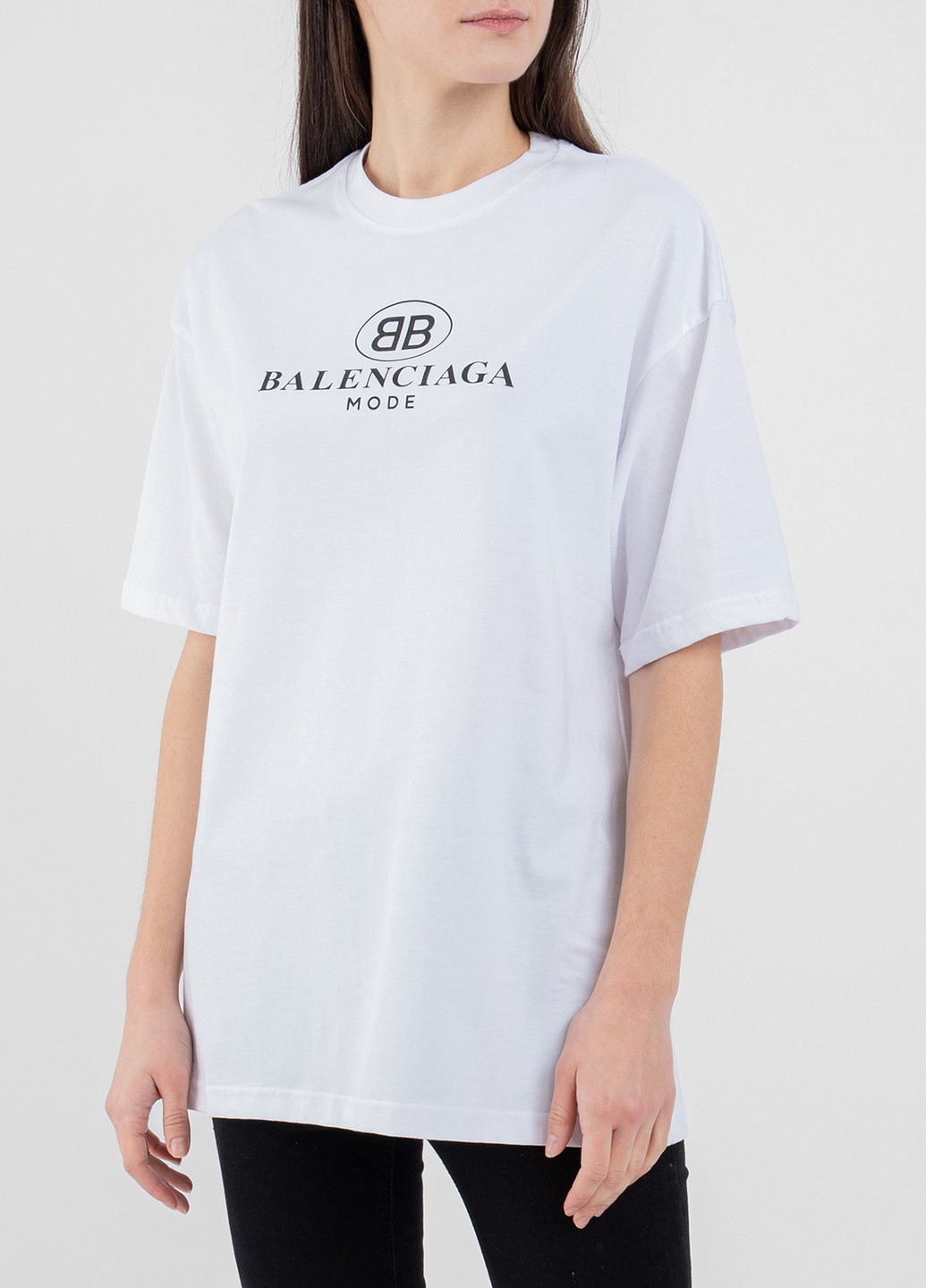 Белая всесезон серая футболка oversize с логотипом Balenciaga