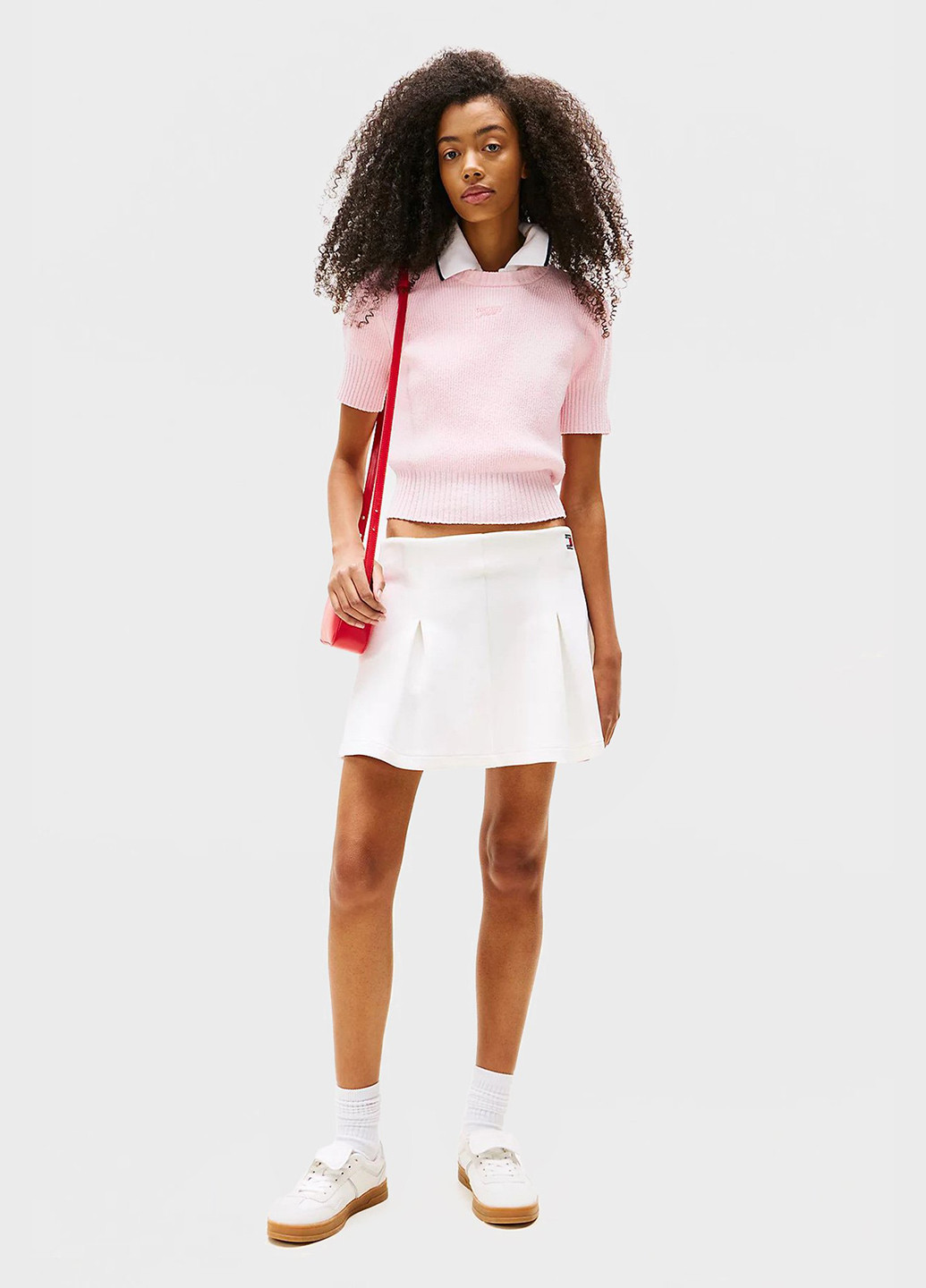 Молочная кэжуал однотонная юбка Tommy Jeans клешированная